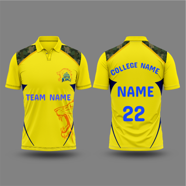 Chennai Super Kings Printed Jersey With Name and Number Print.