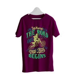 THE ROAD ENDS FUN BEGINS PRINTED T-SHIRTS