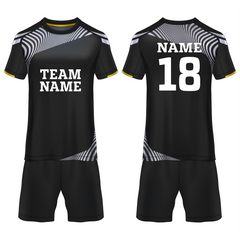 Black optical wave sports jersey set for men back view