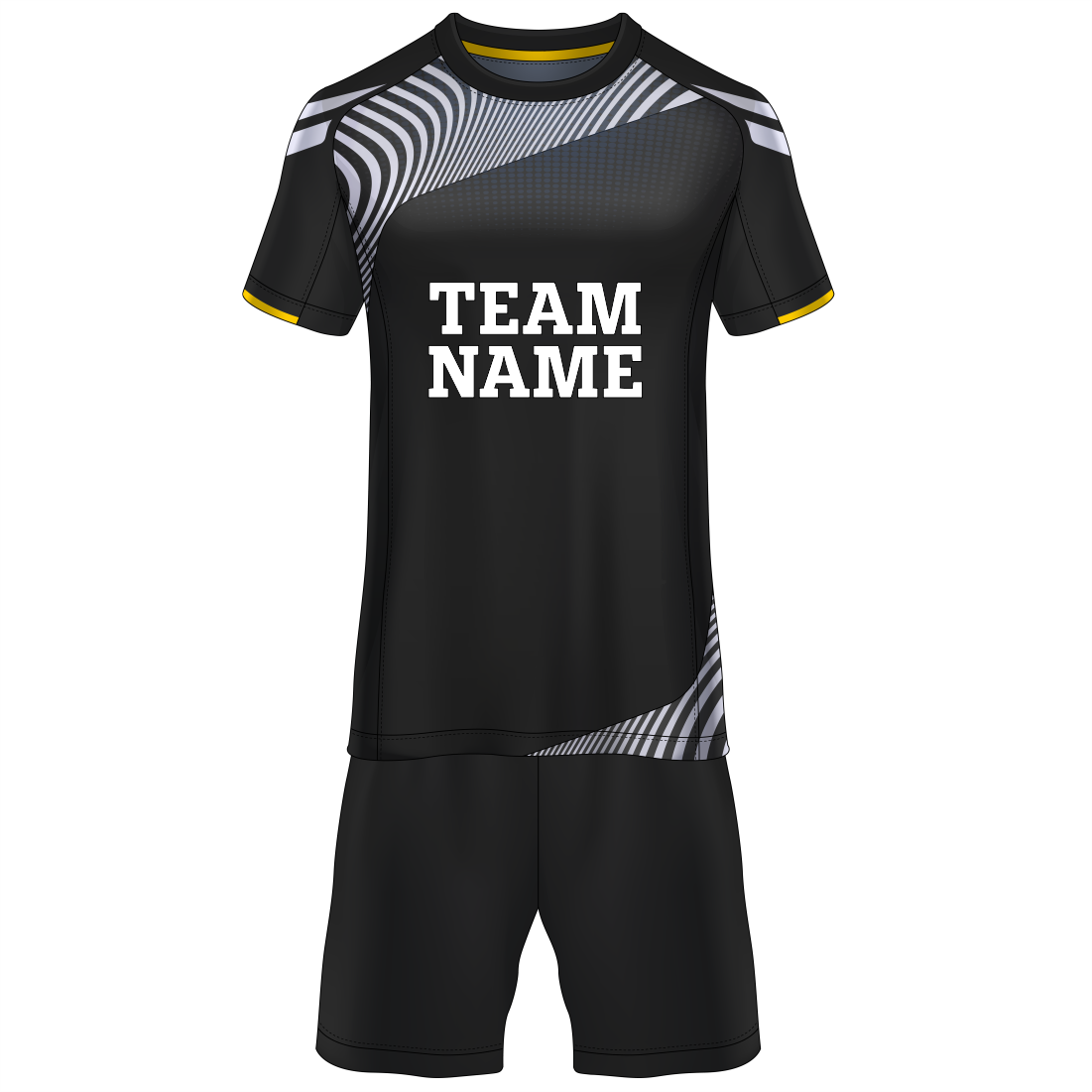 Black optical wave sports jersey set for men front view