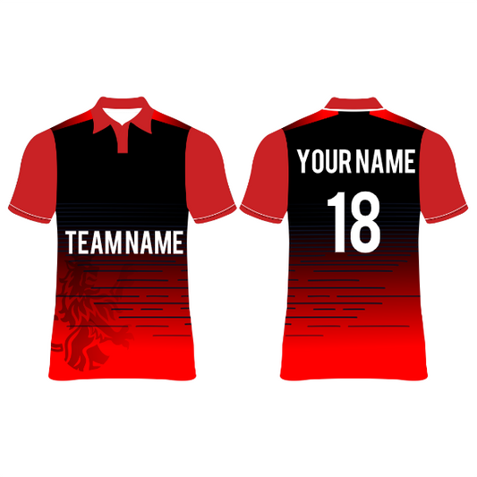RCB 2026 custom cricket jersey in black and red with personalized name and number