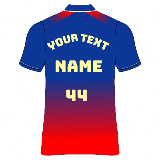RCB 2026 blue and red half sleeve V neck printed cricket jersey for men by NextPrint