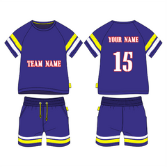Premium royal purple sports jersey side angle athletic wear view
