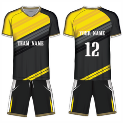 Premium yellow strike sports jersey side angle athletic wear view